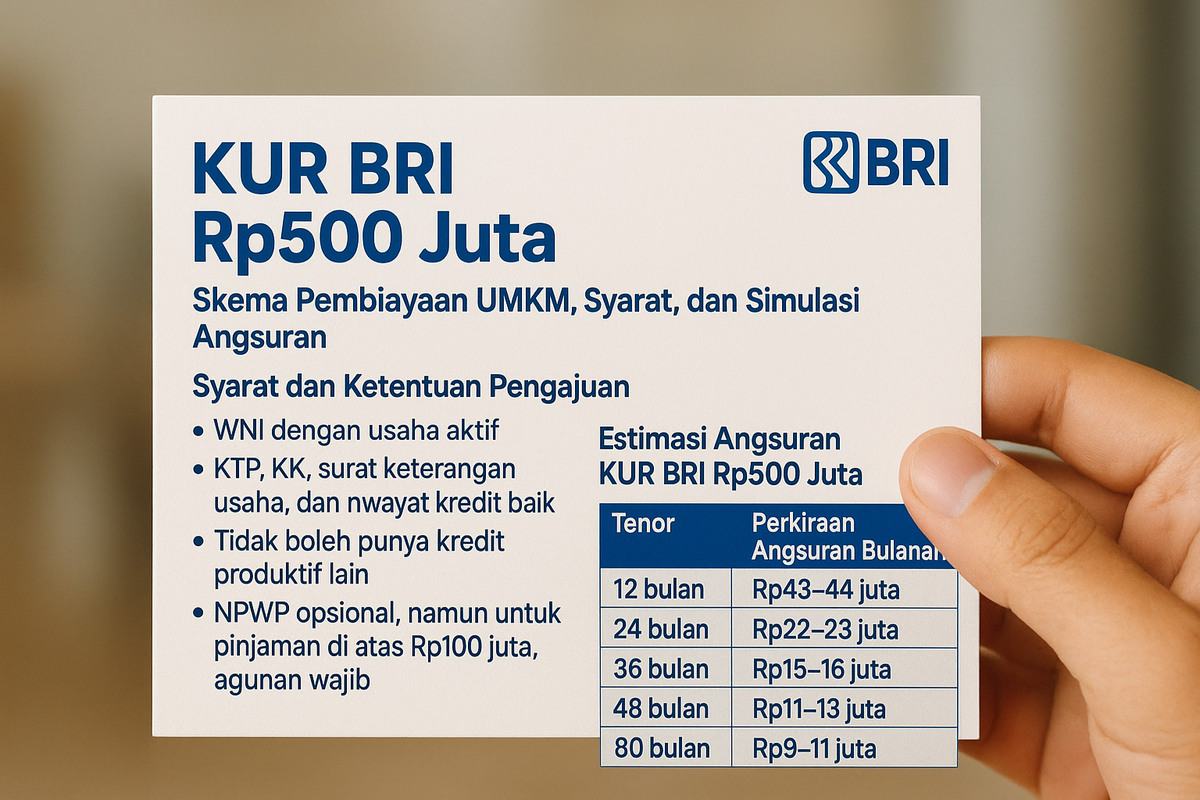 Pinjaman KUR BRI Rp500 Juta: Skema Pembiayaan UMKM, Syarat, dan Simulasi Angsuran