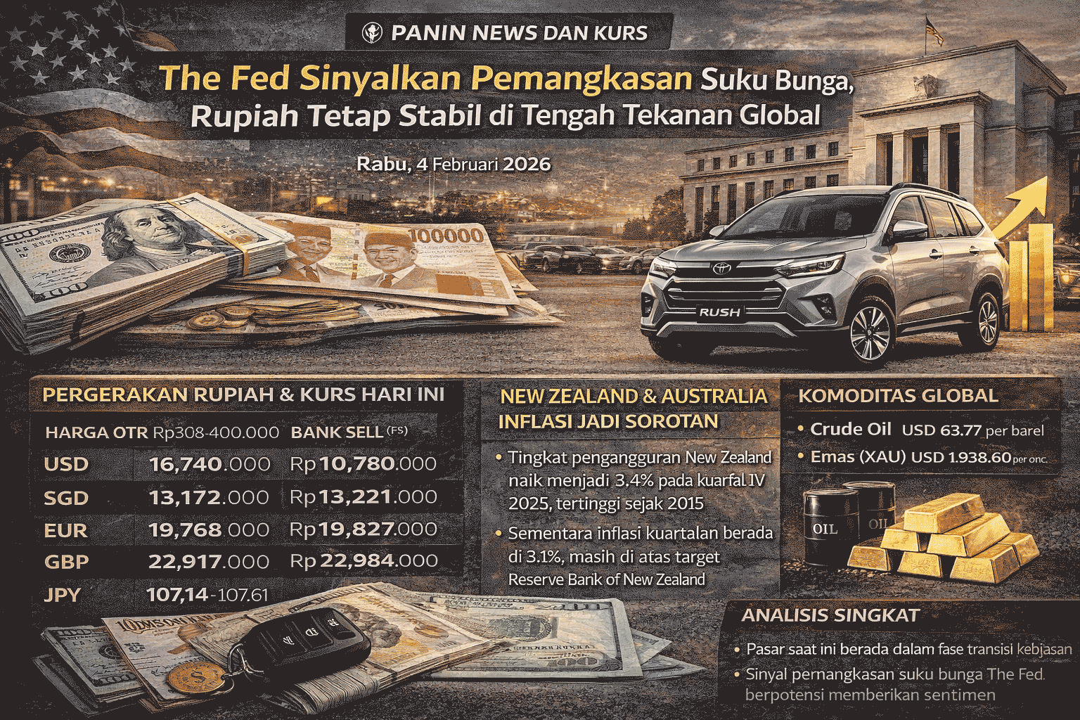 The Fed Sinyalkan Pemangkasan Suku Bunga, Rupiah Tetap Stabil di Tengah Tekanan Global