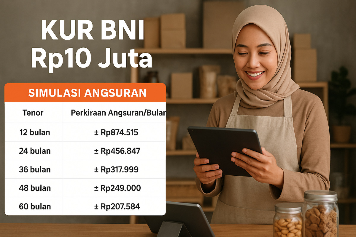 Tabel Pinjaman KUR BNI Rp 10 Juta, Angsuran Rp 200 Ribuan, Begini Cara Ajukan Online