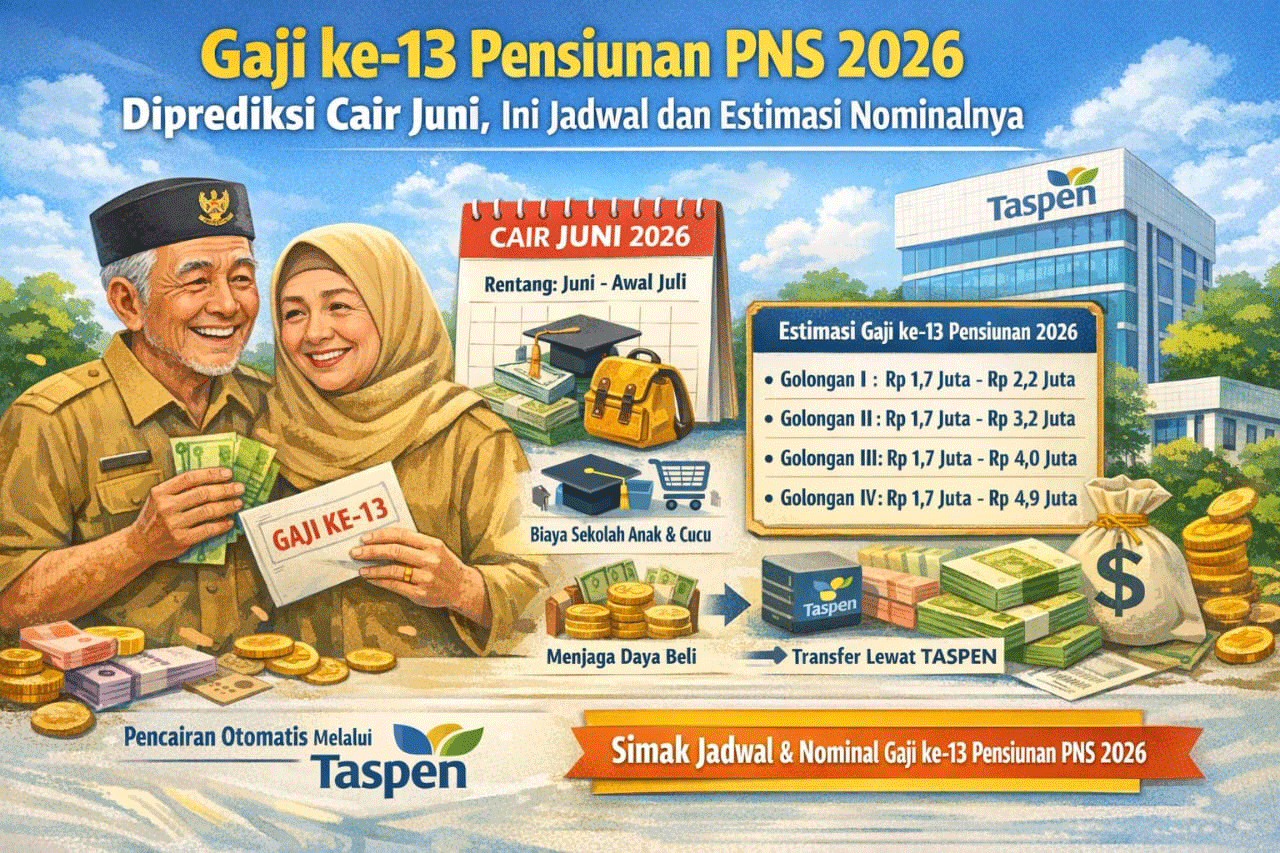 Gaji ke-13 Pensiunan PNS 2026 Diprediksi Cair Juni, Ini Jadwal dan Estimasi Nominalnya