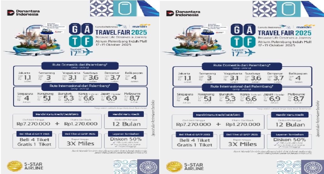 GATF 2025 Palembang Tawarkan Sejumlah Rute Domestik dan Internasional dengan Harga Menarik