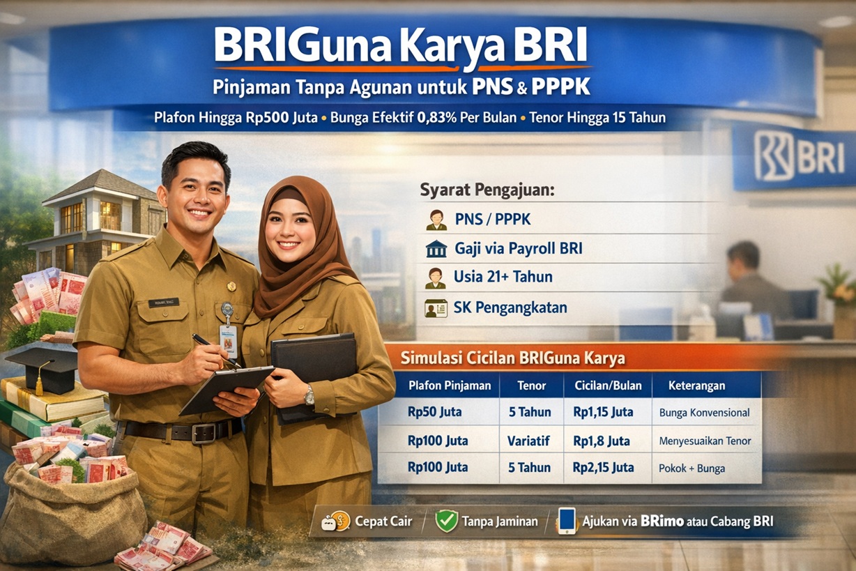 Tabel Pinjaman Tanpa Agunan BRI Bagi PNS dan PPPK 2026