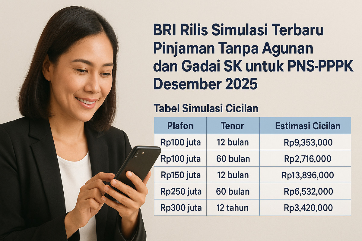 BRI Rilis Pinjaman Tanpa Agunan, Cuma Gadai SK untuk PNS PPPK di Desember 2025, Ini Simulasi Cicilannya