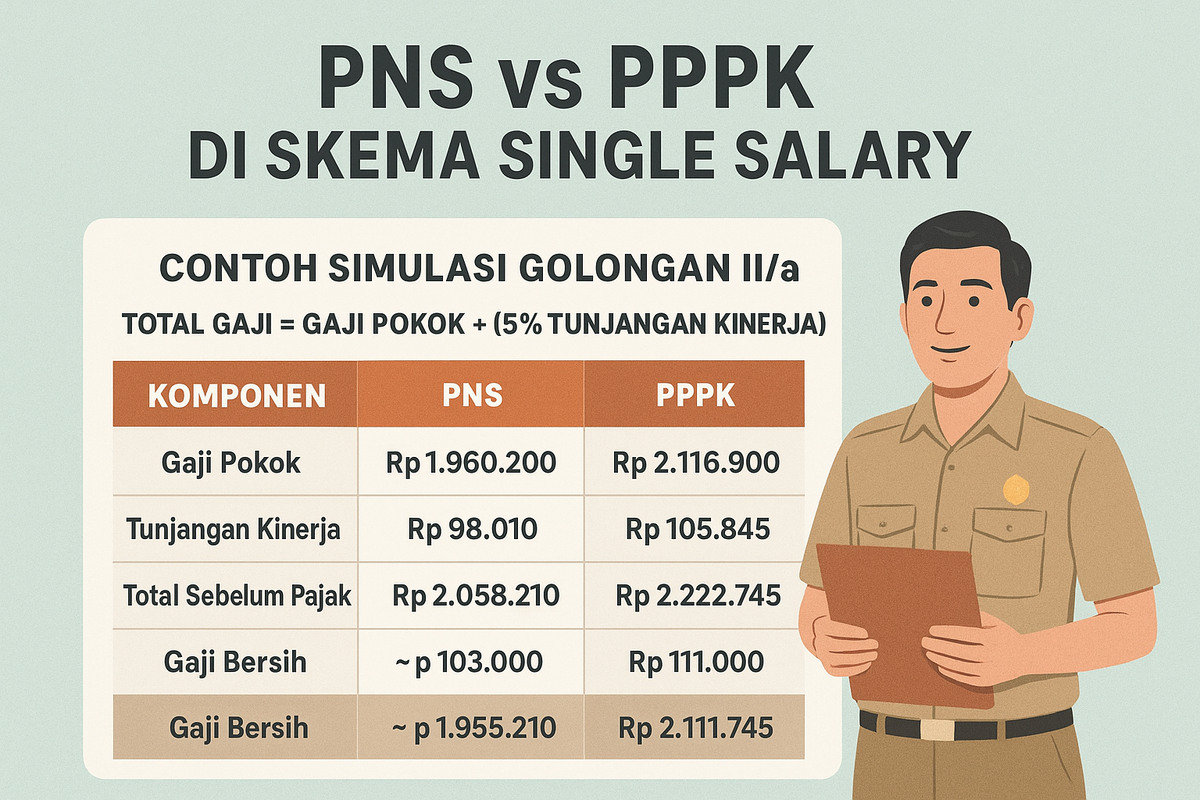 Hitungan Bersih Gaji PNS dan PPPK di Sistem Single Salary, Penghasilan Setara Tapi Akhirnya Bisa Beda!