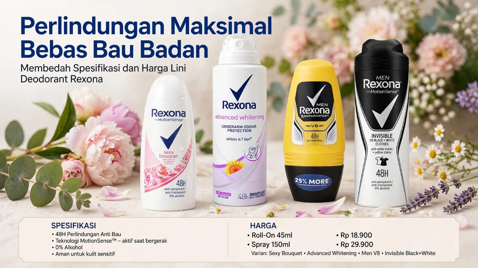 Perlindungan Maksimal Bebas Bau Badan: Membedah Spesifikasi dan Harga Lini Deodorant Rexona
