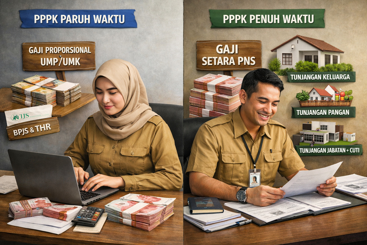 Perbedaan Gaji Pokok dan Tunjangan PPPK Paruh Waktu dan Penuh Waktu
