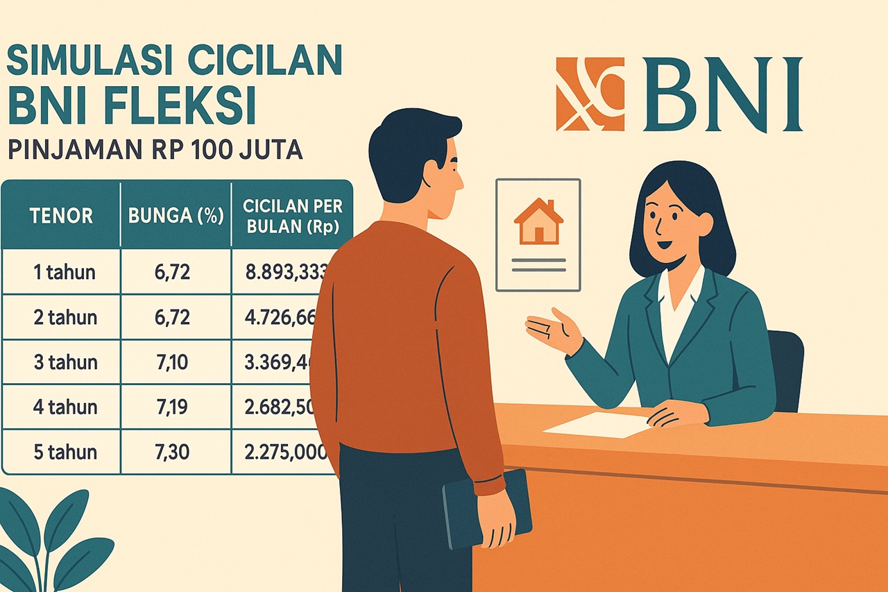 Simulasi dan Syarat Pinjaman BNI Fleksi 2025: Pinjaman Hingga Rp 100 Juta, Cicilan Fleksibel Mulai Rp 2,3 Juta