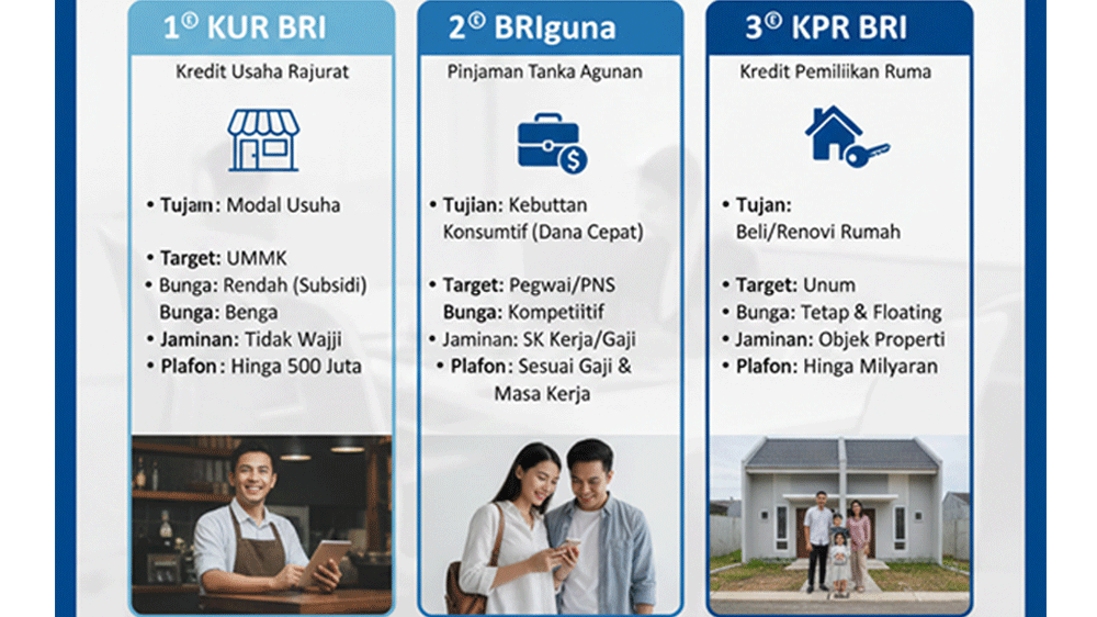 Perbandingan KUR vs BRIguna vs KPR BRI, Tabel Lengkap & Mana Paling Untung?
