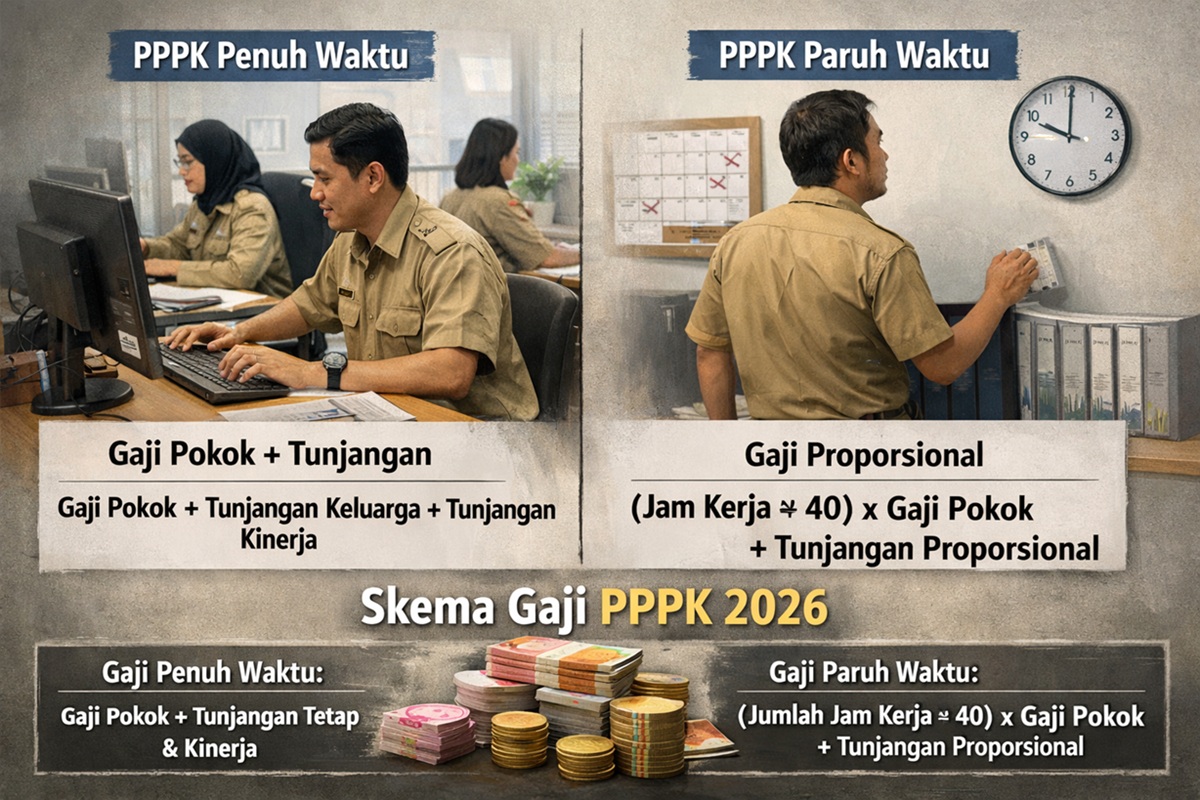 Skema Gaji PPPK 2026: Perbedaan Penuh Waktu dan Paruh Waktu serta Cara Hitungnya