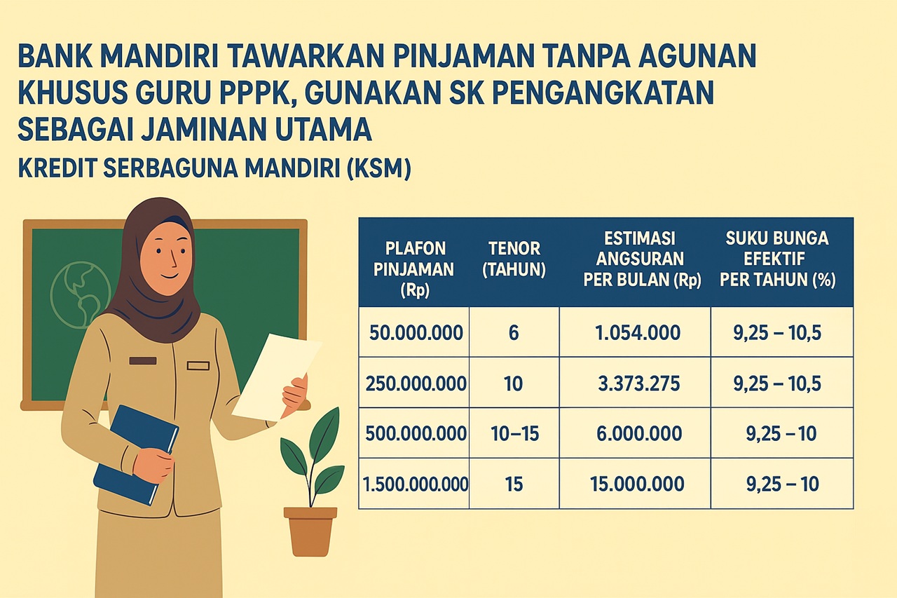 Bank Mandiri Tawarkan Pinjaman Tanpa Agunan Non KUR Khusus PPPK, Gunakan SK Pengangkatan Sebagai Jaminan Utama