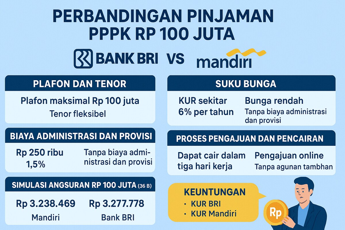 Perbandingan Pinjaman PPPK Rp 100 Juta: BRI vs Mandiri