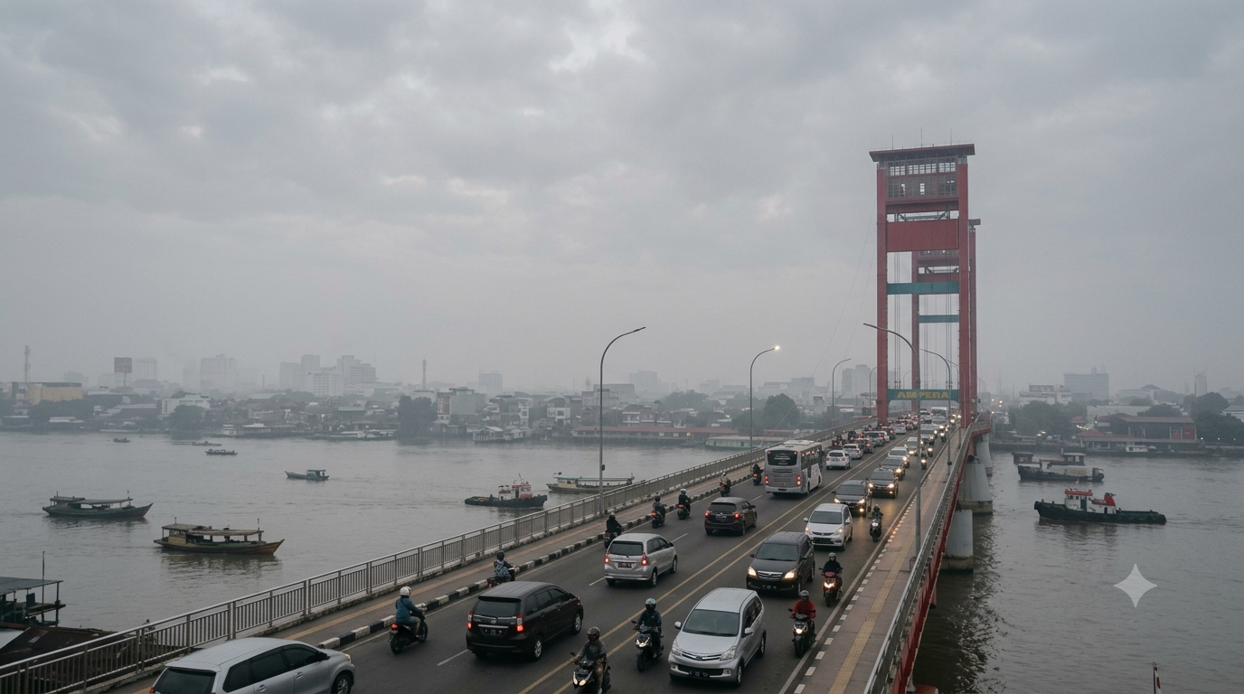 Udara Kabur 'Sapa' Palembang Pagi Ini, BMKG Prediksi Cuaca Sumsel Mayoritas Berawan
