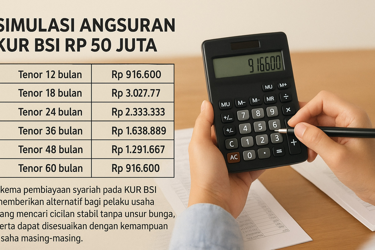 Tabel Simulasi Angsuran Pinjaman KUR BSI Rp 50 Juta: Tenor 12–60 Bulan dan Syarat Pengajuan 2025