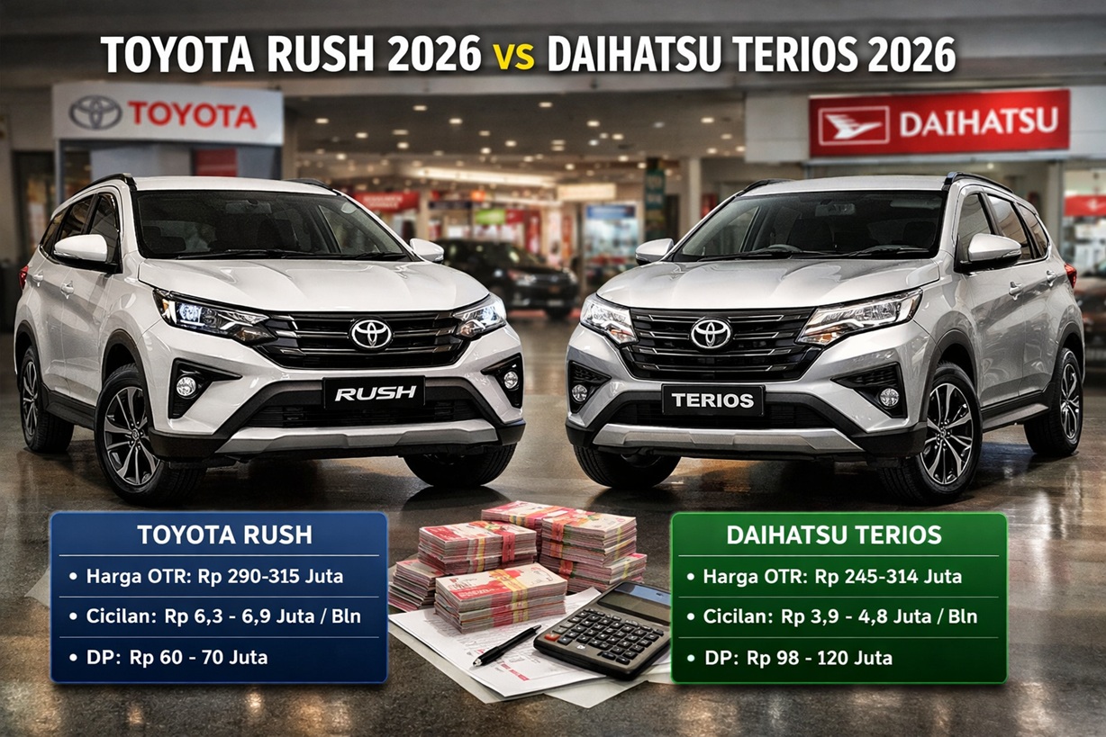 Perbandingan Simulasi Kredit Toyota Rush vs Daihatsu Terios Januari 2026 