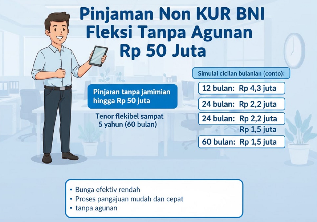 BNI Beri Pinjaman Rp 50 Juta Tanpa Jaminan, Ini Simulasi Cicilannya