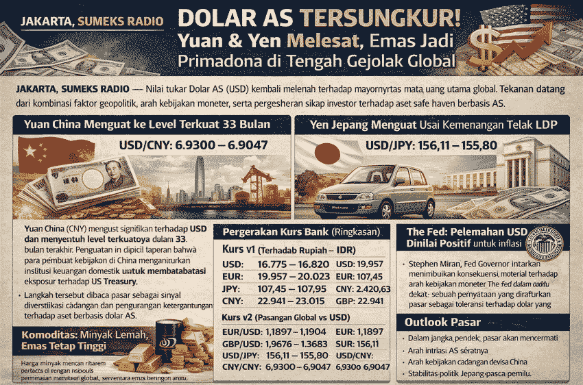 Dolar AS Tersungkur! Yuan & Yen Melesat, Emas Jadi Primadona di Tengah Gejolak Global
