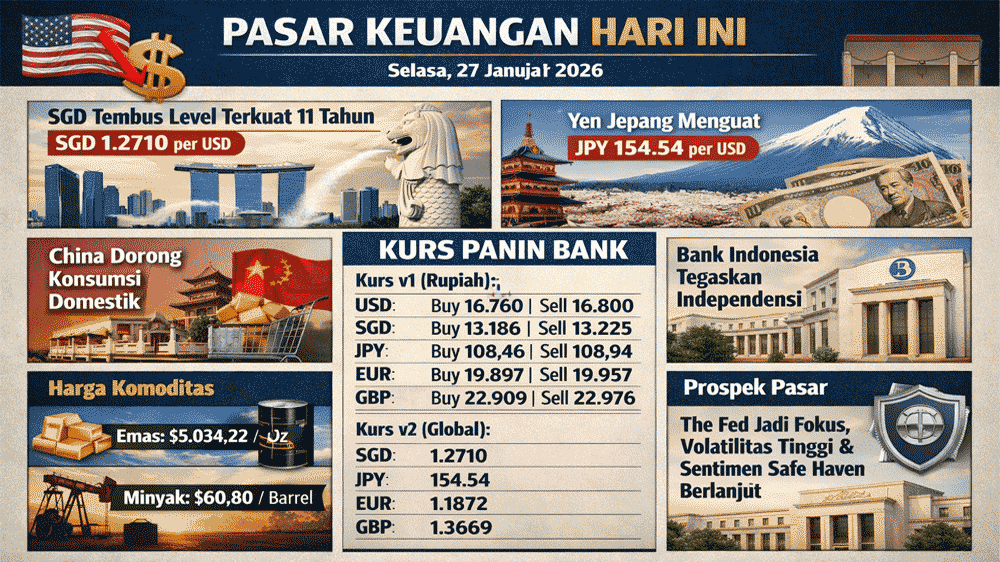Dolar AS Tertekan Jelang The Fed, SGD Sentuh Level Terkuat Sejak 2014