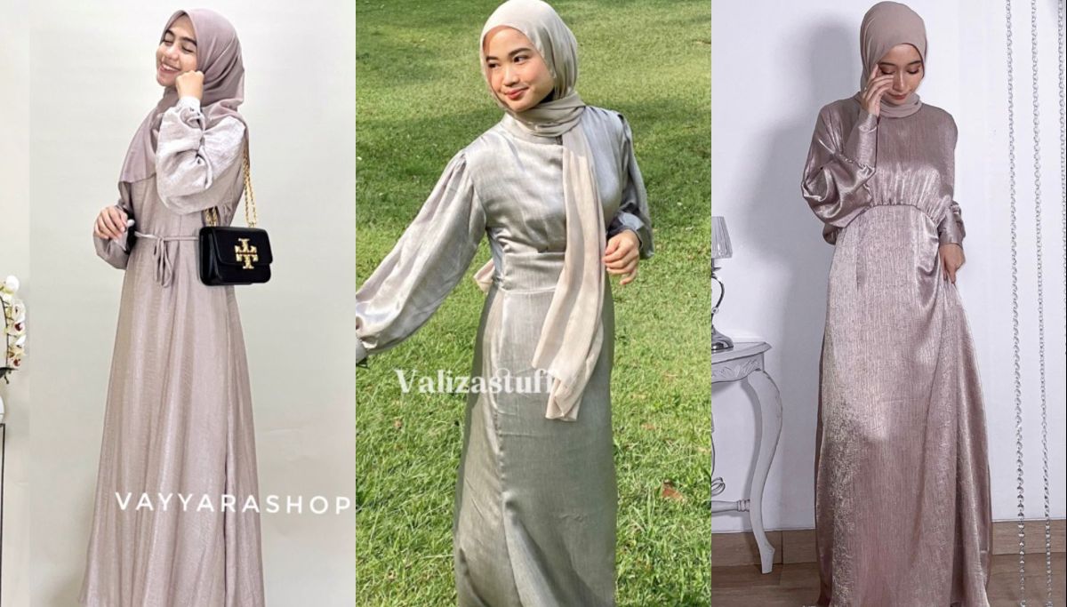 Dress Satin Motif: Alternatif Outfit Kondangan Hijab yang Tidak Monoton!