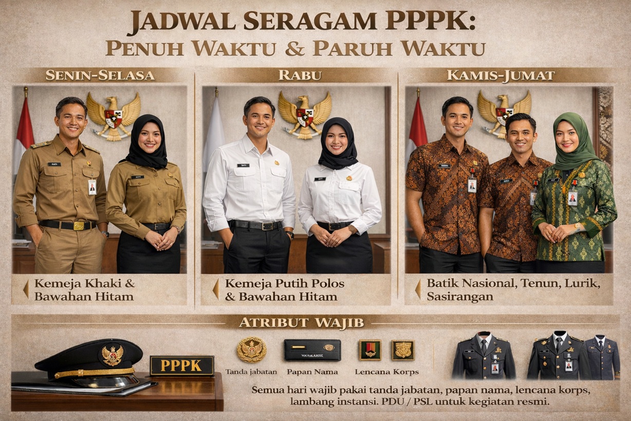 Lengkap! Ini Jadwal Seragam Harian PPPK Penuh Waktu dan Paruh Waktu dari Senin hingga Jumat