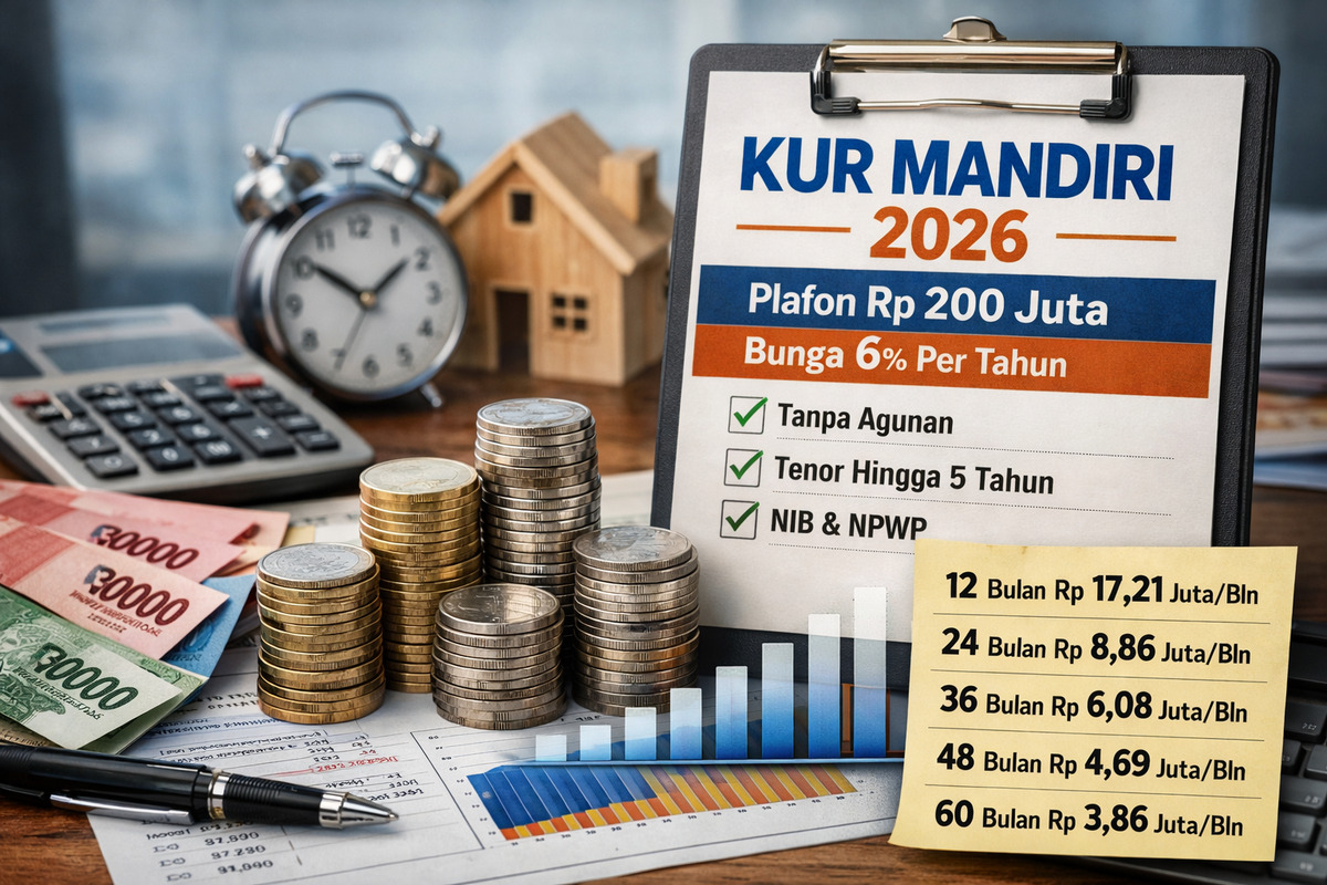 Tabel Simulasi Angsuran KUR Mandiri Rp200 Juta Januari 2026, Bunga 6 Persen Efektif