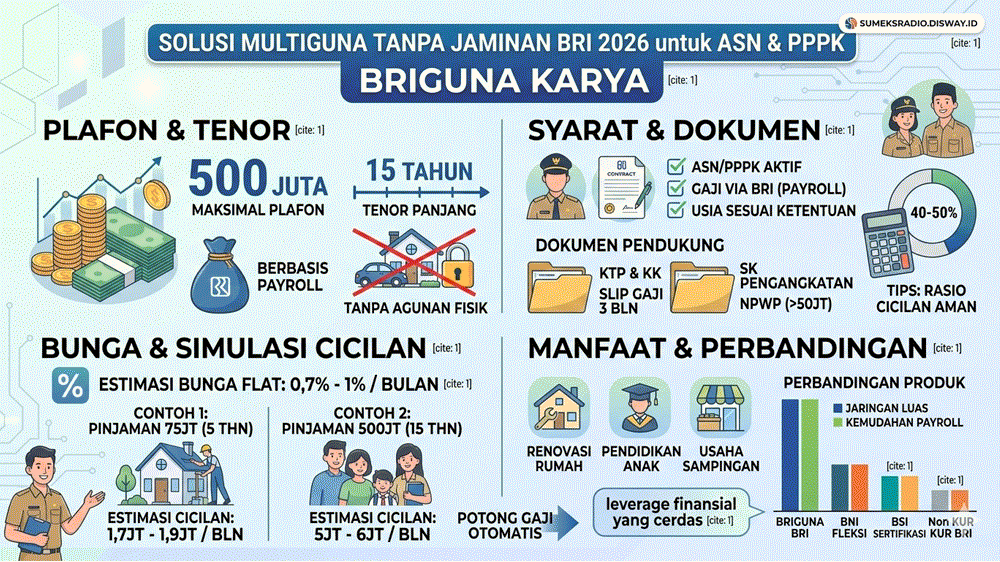 Briguna Karya BRI 2026 Cair hingga Rp500 Juta! ASN & PPPK Bisa Ajukan Tanpa Jaminan