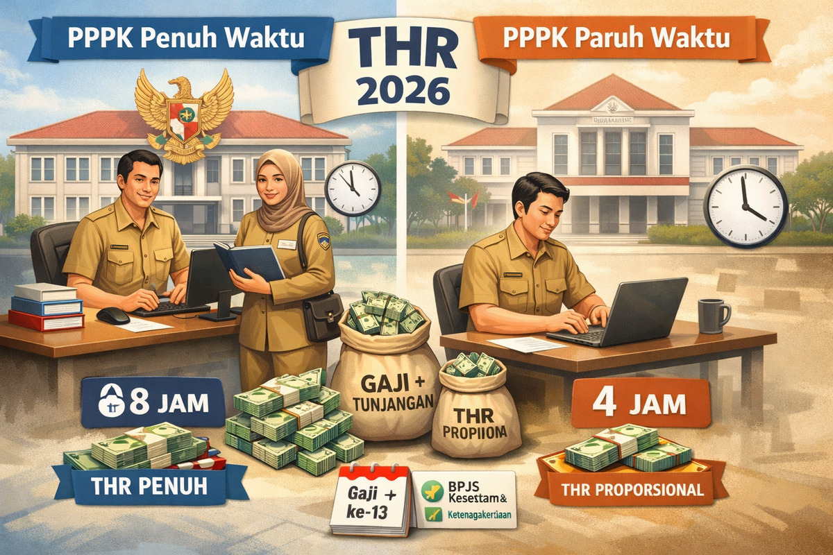 Perbedaan THR PPPK Penuh Waktu dan Paruh Waktu 2026, Ini Rinciannya