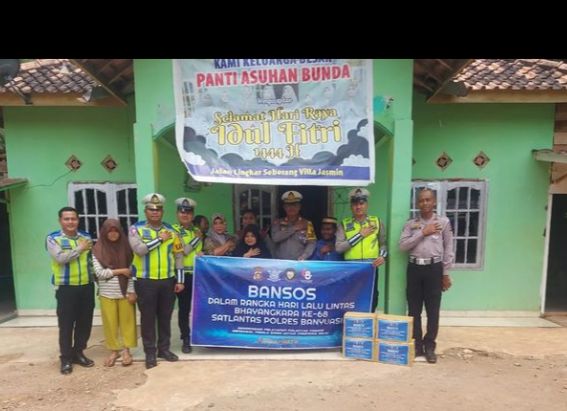 Semarak HUT Satlantas ke 68 Banyuasin, Panti Asuhan Bunda Turut Ketiban Rezeki