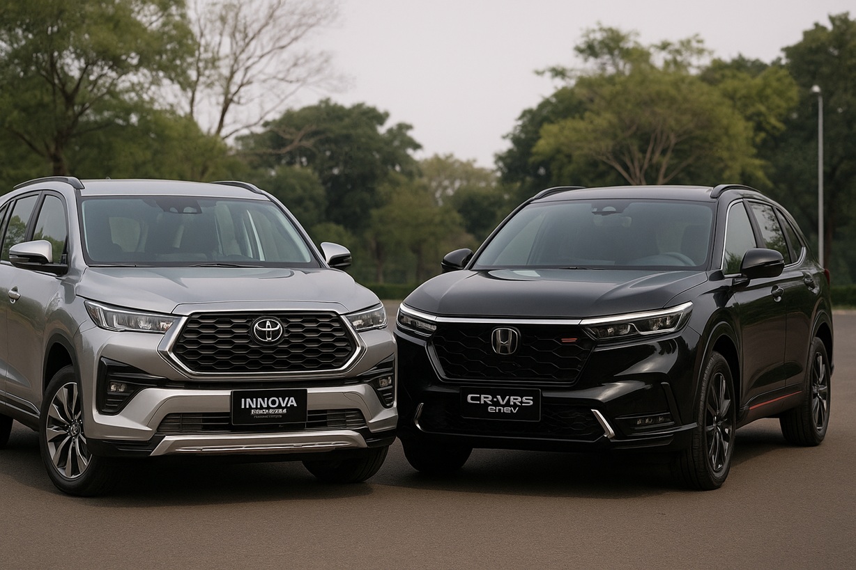 Dua model mobil hybrid yang paling sering dibandingkan adalah Toyota Kijang Innova Zenix Hybrid dan Honda CR-V