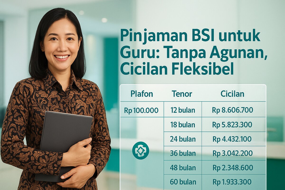 Tabel  Simulasi Pinjaman BSI Tanpa Agunan 100 Juta untuk Guru, Cicilan Mulai di Bawah Rp 2 Juta