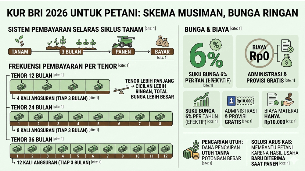 KUR BRI 2026 untuk Petani: Angsuran 3 Bulanan Sesuai Panen, Bunga 6% Tanpa Biaya Admin!