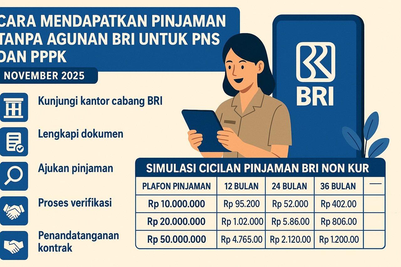 Cara Mendapatkan Pinjaman Tanpa Agunan BRI untuk PNS dan PPPK, Bisa Diajukan Digital pada November 2025