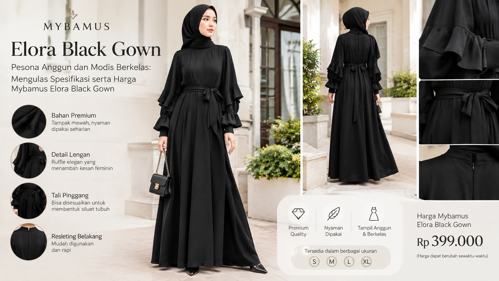 Pesona Anggun dan Modis Berkelas: Mengulas Spesifikasi serta Harga Mybamus Elora Black Gown
