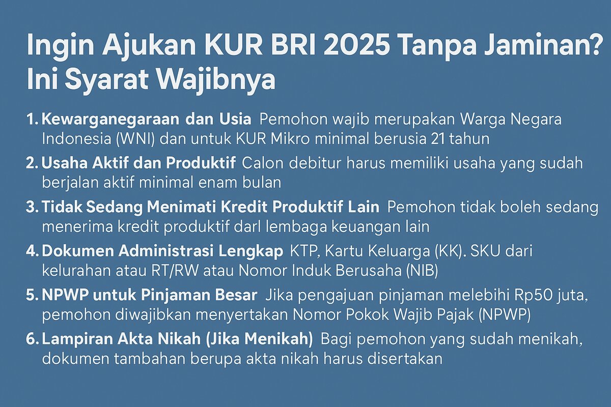 Syarat dan Dokumen Pengajuan KUR BRI 2025: Pastikan Usahamu Siap untuk Dapat Pinjaman Ringan