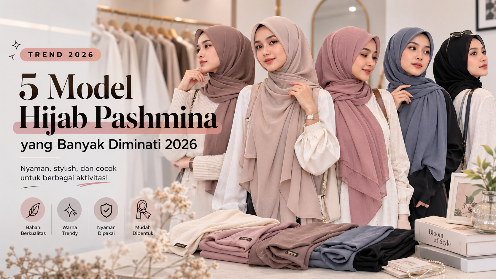 5 Model Hijab Pashmina yang Banyak Diminati 2026, Cek Merek, Bahan dan Harganya