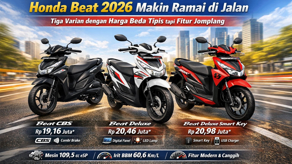 Honda Beat 2026 Makin Ramai di Jalan, Tiga Varian dengan Harga Beda Tipis tapi Fitur Jomplang