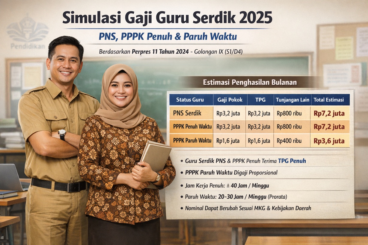 Perbedaan Gaji PNS vs PPPK Penuh Waktu dan Paruh Waktu Pemilik Serdik Jika Era Single Salary Terwujud