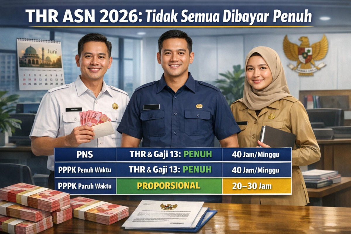 Perbandingan Lengkap THR dan Gaji 13 ASN 2026: PNS vs PPPK Penuh vs Paruh Waktu