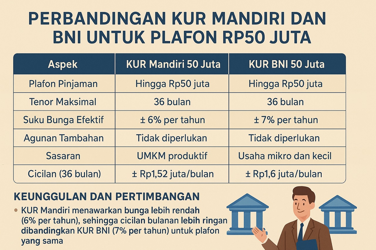Mau KUR 50 Juta Tanpa Agunan? Ini Bedanya Mandiri dan BNI Tahun 2025