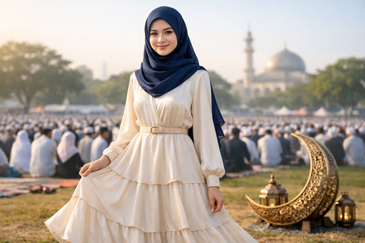 Gamis Airy-Silk Anti Gerah, Pilihan Nyaman dan Elegan untuk Shalat Id di Lapangan Terbuka