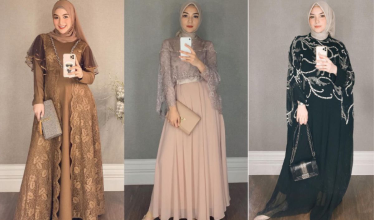 Dress Brokat dengan Detail Bordir: Inspirasi OOTD Kondangan Hijab yang Anggun dan Elegan!