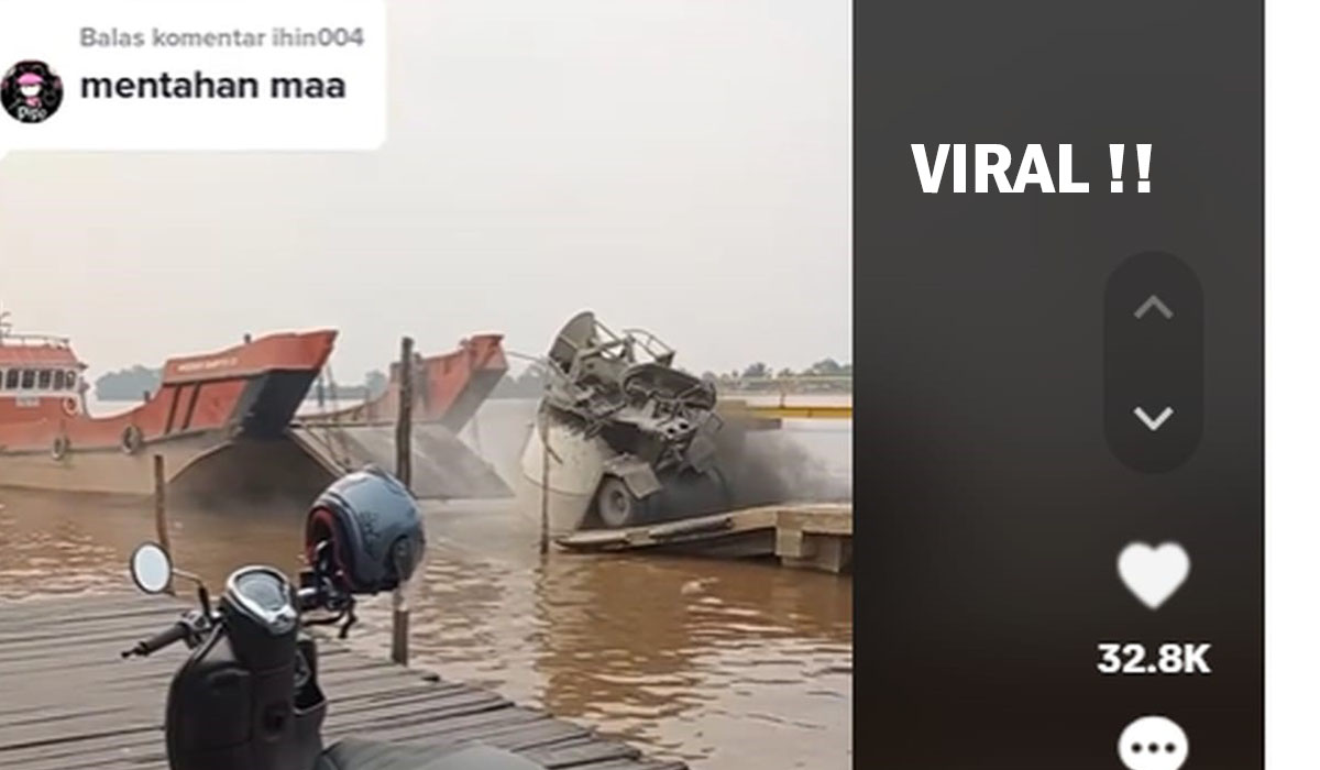 Viral Truk Molen Terperosok ke Sungai Barito, Begini Kejadiannya !