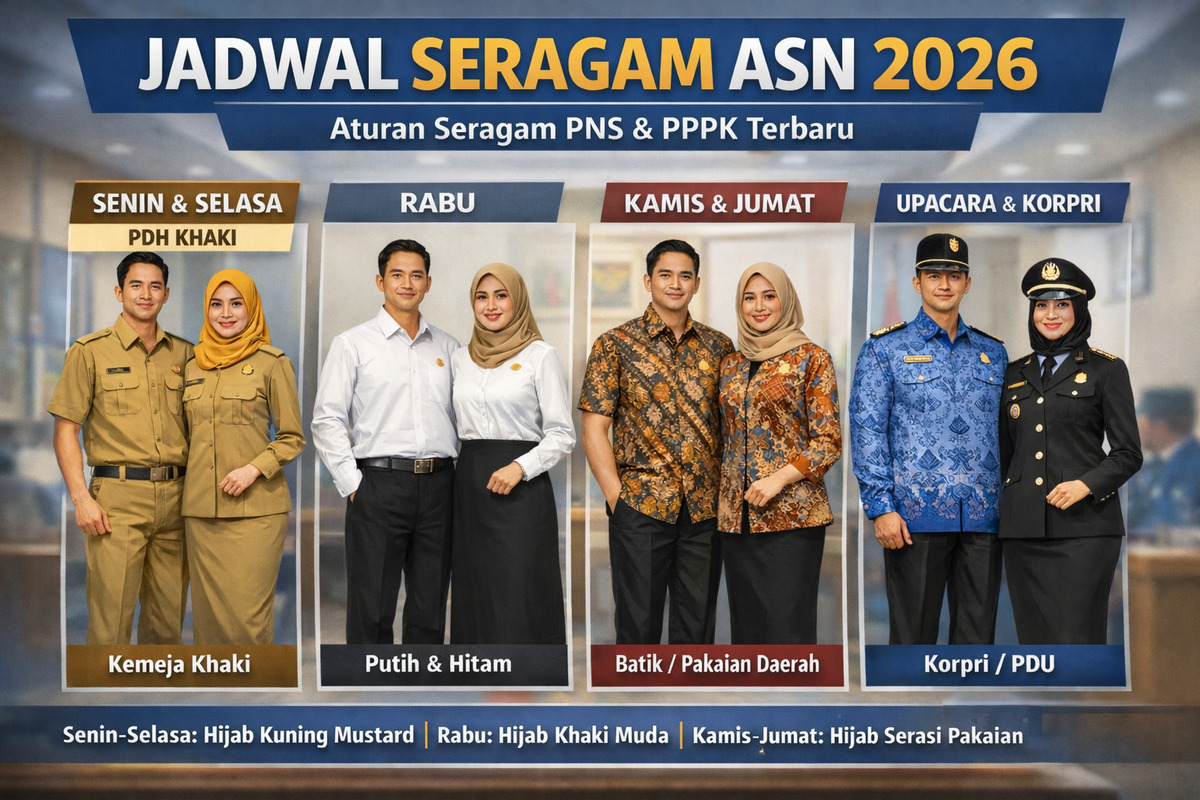 Jadwal Seragam PNS dan PPPK, dan Paruh Waktu 2026 dari Senin hingga Jumat