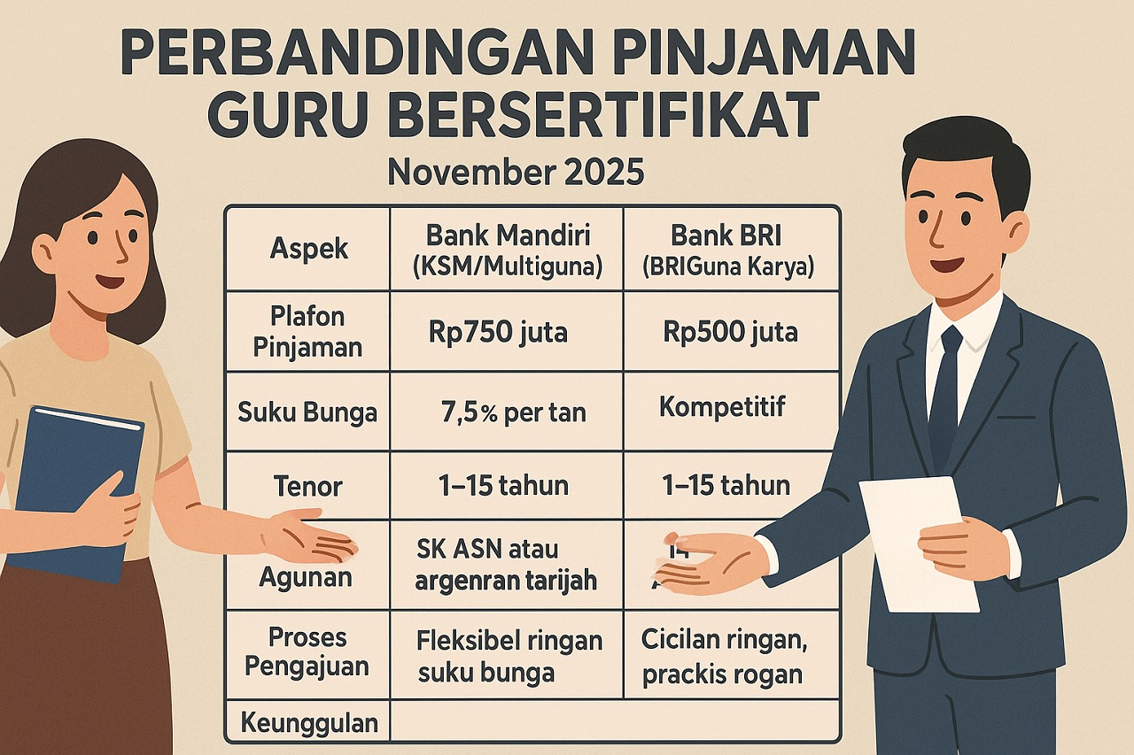 Pinjaman Tanpa Agunan untuk Guru Serdik, Pilih Mandiri atau BRI?