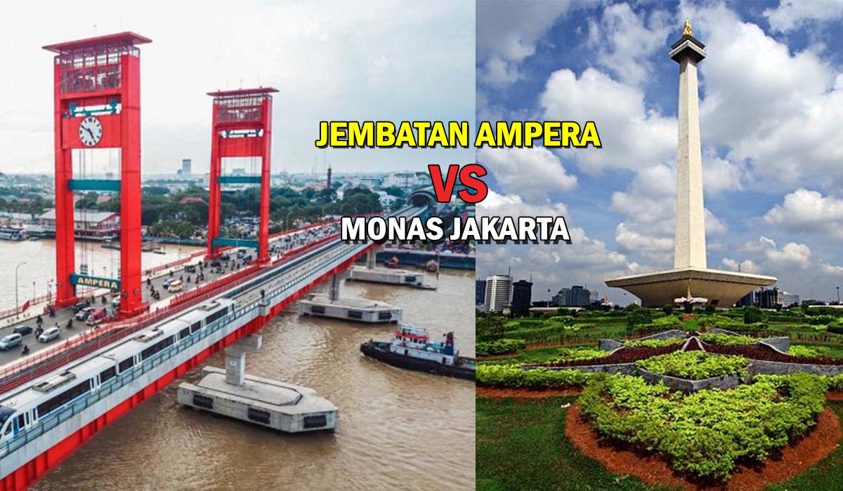 Jembatan Ampera Palembang vs Monas Jakarta! Destinasi Wisata Baru dengan View Sungai Musi, Pilih Mano Lur!