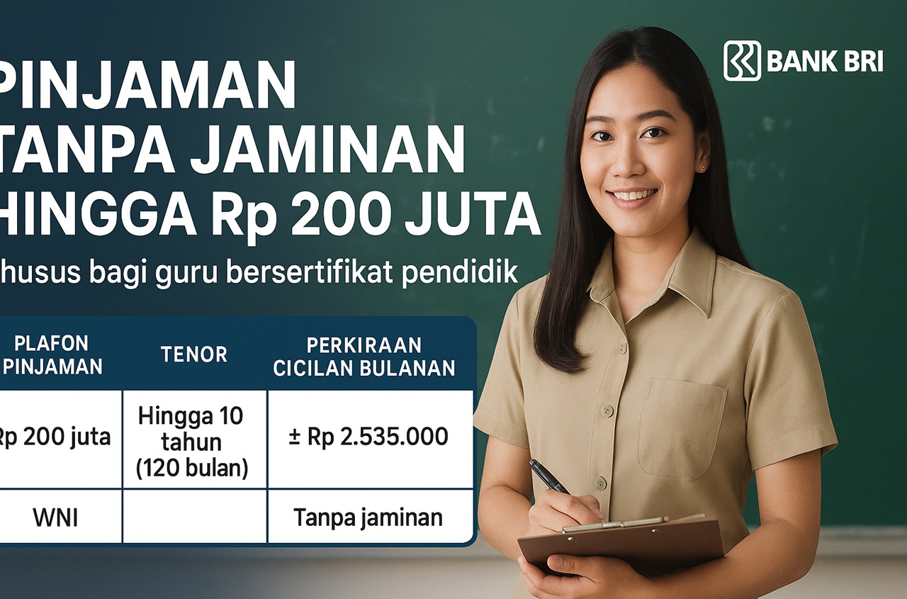 BRI Beri Angin Segar: Pinjaman Non KUR Bunganya Ringan Tanpa Agunan, Bagi Guru Bersertifikat Pendidik