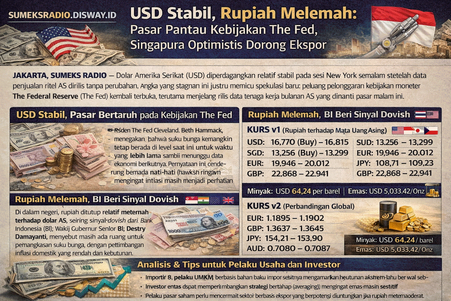 USD Tertahan, Rupiah Tertekan! Data Ritel AS Mengejutkan, BI Buka Peluang Pangkas Suku Bunga