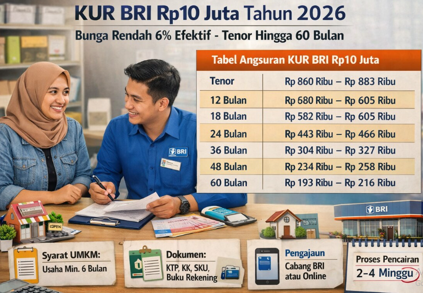 Tabel KUR BRI Maret 2026 Resmi Rilis, Bunga 6 Persen dan Plafon hingga Rp500 Juta
