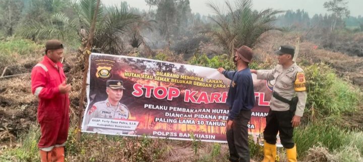 Cegah Karhutla, Personil Polsek Tanjung Lago Lakukan Kegiatan Himbauan