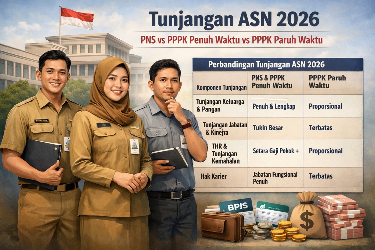 Resmi Berlaku 2026! Ini Perbedaan Tunjangan PNS, PPPK Penuh Waktu dan Paruh Waktu