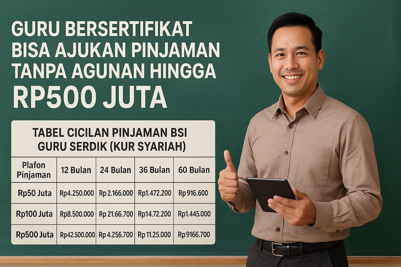 Tabel Pinjaman Tanpa Agunan Bank BSI Khusus Guru Serdik: Plafon Hingga Rp 500 Juta dengan Cicilan Ringan